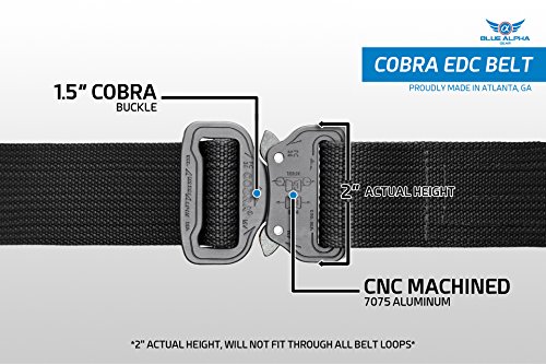 Blue Alpha Gear 1.5" Cobra EDC Belt (Black, 36 (Pant Size))