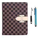 Cellular360 Classic Hand Grip / Stand Case For Apple iPad Mini 3 iPad Mini 2 (Retina iPad Mini) and iPad Mini - With Credit Card Slot & Two Free Stylus (Classic Hand Grip Stand Case - Brown LV Check)