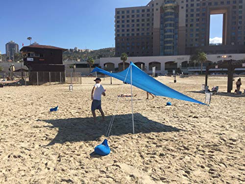 ZiggyShade Family Beach Sunshade - Lightweight Sun Shade Tent with Sandbag Anchors & 4 Free Pegs | UPF50+ UV Quality Lycra Fabric | Large & Portable | Canopy for Parks & Outdoors (Sky Blue, Jumbo)