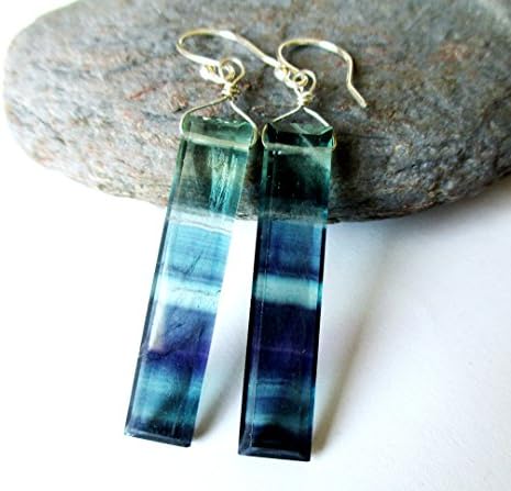 Purple Blue Fluorite Sterling Silver Earrings