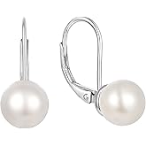 JO WISDOM 925 Sterling Silver Freshwater Pearl Hoop Earrings with Dangle Real Pearl,Simulated Pearls