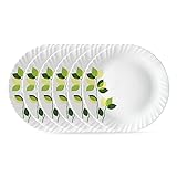 Larah by BOROSIL Green Leaves 6 Pcs Opalware Plate