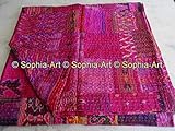 Tribal Asian Textiles Patola Silk Patch Work Kantha Quilt, Kantha Blanket Bedspread, Patch Kantha Throw, King Kantha, Kantha Rallies Indian Sari Quilt, Size 90