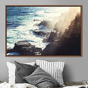 signwin Framed Canvas Wall Art Coastal Scenery Aerial...