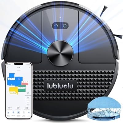 Lubluelu Saugroboter mit Wischfunktion 3-1, 5000Pa Staubsauger Roboter mit Lasernavigation, 54 dB Roboterstaubsauger mit Anti-Siphon-Technologie, 150 Min Laufzeit, APP Steuerung, 24 No-Go Zonen (SL68)