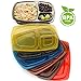 Mealports Divided Lunch Containers, 3 Compartment Meal Prep & Portion Control, Bento Lunch Box Set (6) for Kids & Adults - Stackable, Reusable, Dishwasher, Freezer, Microwave Safe, Bpa Free Plastic