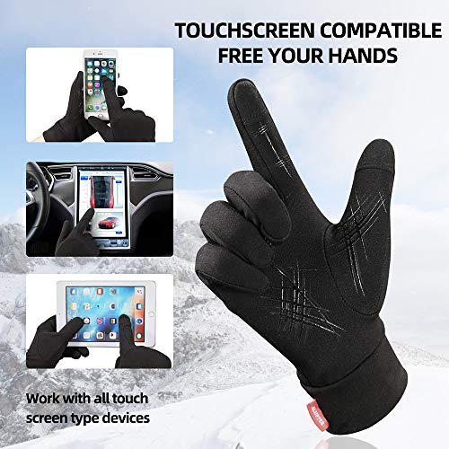 Cycling Glovesï¼ŒWinter Running Gloves Winter Warm Gloves for Men & Women, Touchscreen Gloves Cold Weather Cycling Gloves Windproof Winter Sports Gloves (Deep Black, S)