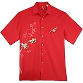 Bamboo Cay Mens Short Sleeve Flying Bamboos Casual Embroidered Woven Shirt