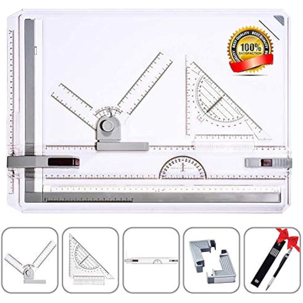 drafting board with parallel rule