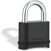 Kwikset Zinc Resettable 4-Digit Combination Padlock, 1-Pack, Black | Set and Reset the Code Without A Key; 2 in Zinc Body with 1 in Shackle for Gates and Storage Units