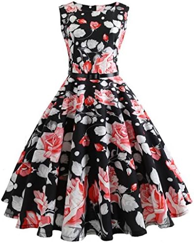 Beautyfine Women's Slim Vintage Bodycon Evening Party Prom Swing Dress