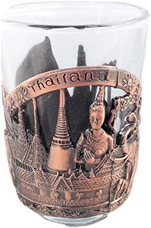New Shot Glass&Red metal Tequila Thailand Bangkok Grand Palace Wat Arun Siam