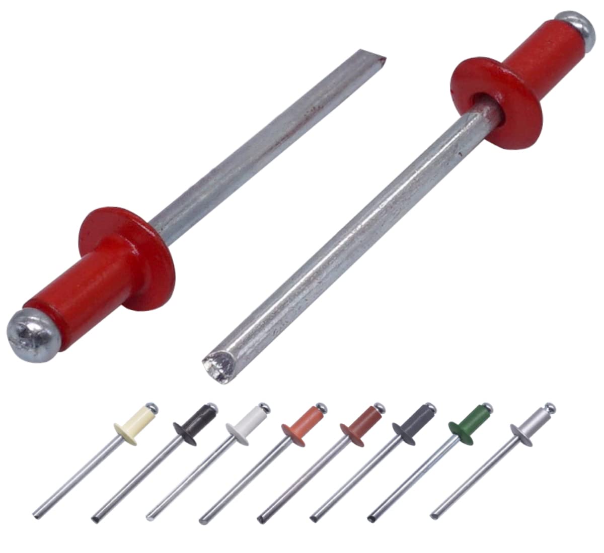 (Pack of 100 pcs) Painted Blind Rivets 4.0 x 8 mm, Dome Head, DIN 7337, Aluminum Rivet and Steel Mandrel, Pop Rivets (100, Flame Red RAL 3000)