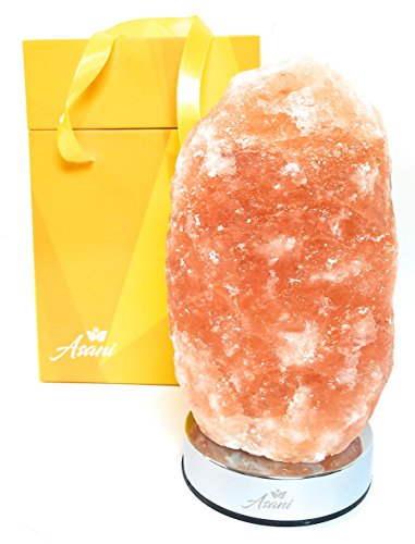 Himalayan Light Salt Crystal Lamp (7-11 lbs) with Stainless Steel Dimmer Touch Base & Gift Box | Hand Crafted 