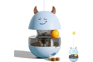 SIWWBW Cat Ball Toy, Cat Treat Dispenser Toy with Interactive Cat Toys for Indoor Cats Toy Slow Feeder Treat Ball Cat Puzzle Feeder Toy Tumble Cat Spill Ball Toy Training Ball Toy (Blue)