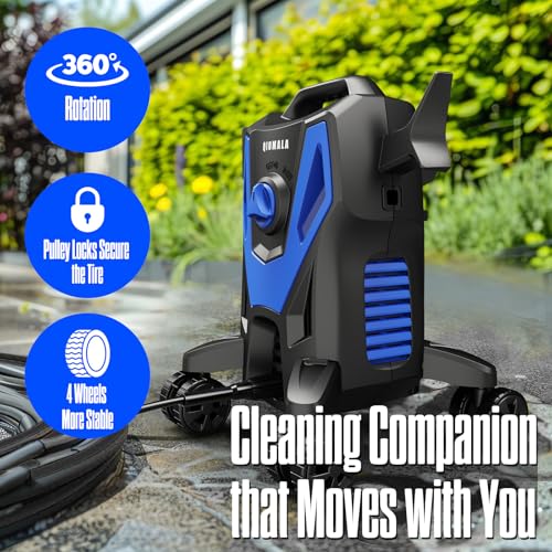 QIOMALA Electric Pressure Washer, 4800 PSI 3.0GPM High Pressure Cleaning Machine with 35 FT Power Cord, 20 FT Hose, Foam Cannon, 4 Nozzles,Easy Store for Car/Garage/Patio, Blue