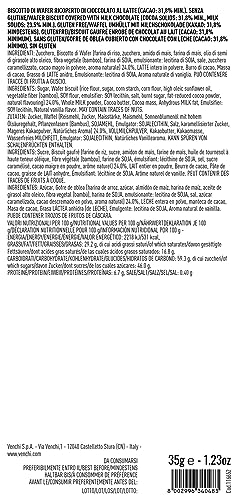 VENCHI – CHOCOBISCUIT SNACK – MILK CHOCOLATE – COATED DOUBLE WAFER BISCUIT, 1.23 OZ – SNACK IDEA – GLUTEN FREE
