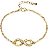 14K Gold-Plated Infinity Symbol Cubic Zirconia Bracelet, 6.5-Inch Chain Length, Classic Eternal Symbol, Elegant Bracelet for Wife, Girlfriend and As a Gift