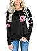 Dokotoo Womens Ladies Cotton Crewneck Casual Winter Long Sleeve Floral Print Tunics Sweatshirt Blouses Tops T Shirt Black Medium