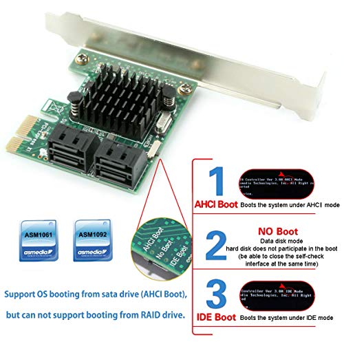 Ziyituod SATA 3.0 Card with 4 SATA Cables, PCIe SATA Controller Expression Card with Low Profile Bracket,ASM1061+ASM1092 Chip Non-Raid, Boot as System Disk, Support 4 SATA 3.0 Devices(SA3004)...