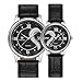 DREAMING Q&P Romantic His and Hers Watches,Pair Hearts Wristwatches for Couples Man Woman,Black Ultrathin Leather Strap Set of 2