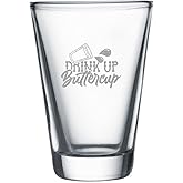 Funny Shot Drink Quote - Shot Glass Sets, 1.75oz Laser Etched Engraving Glassware Gift For Home Bar, Men, Women, Birthdays, or Decor (Drink Up Buttercup (SINGLE))