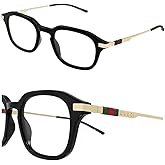 Gucci GG1209O Lettering Logo Square-Shaped Non-Polarized Sunglasses for Men & Women – Includes Luxury Eyewear Kit – Gold Frame with Clear Lens