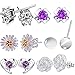 12 Pieces Small Cute Simple Post Stud Earrings Set for Girls Kids Silver Tone Mix and Match
