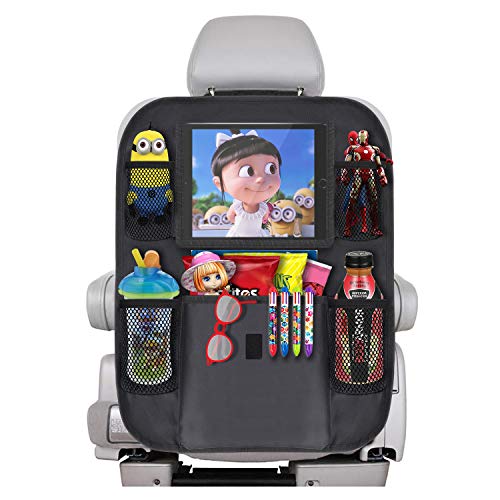 Car Back Seat Organizer Protector - JALIELL Car Organizer Back Seat with 10" Touch Screen Tablet Holder + 5 Storage Pockets Car Organizer Great Travel Accessories for Kids Toddlers Toys