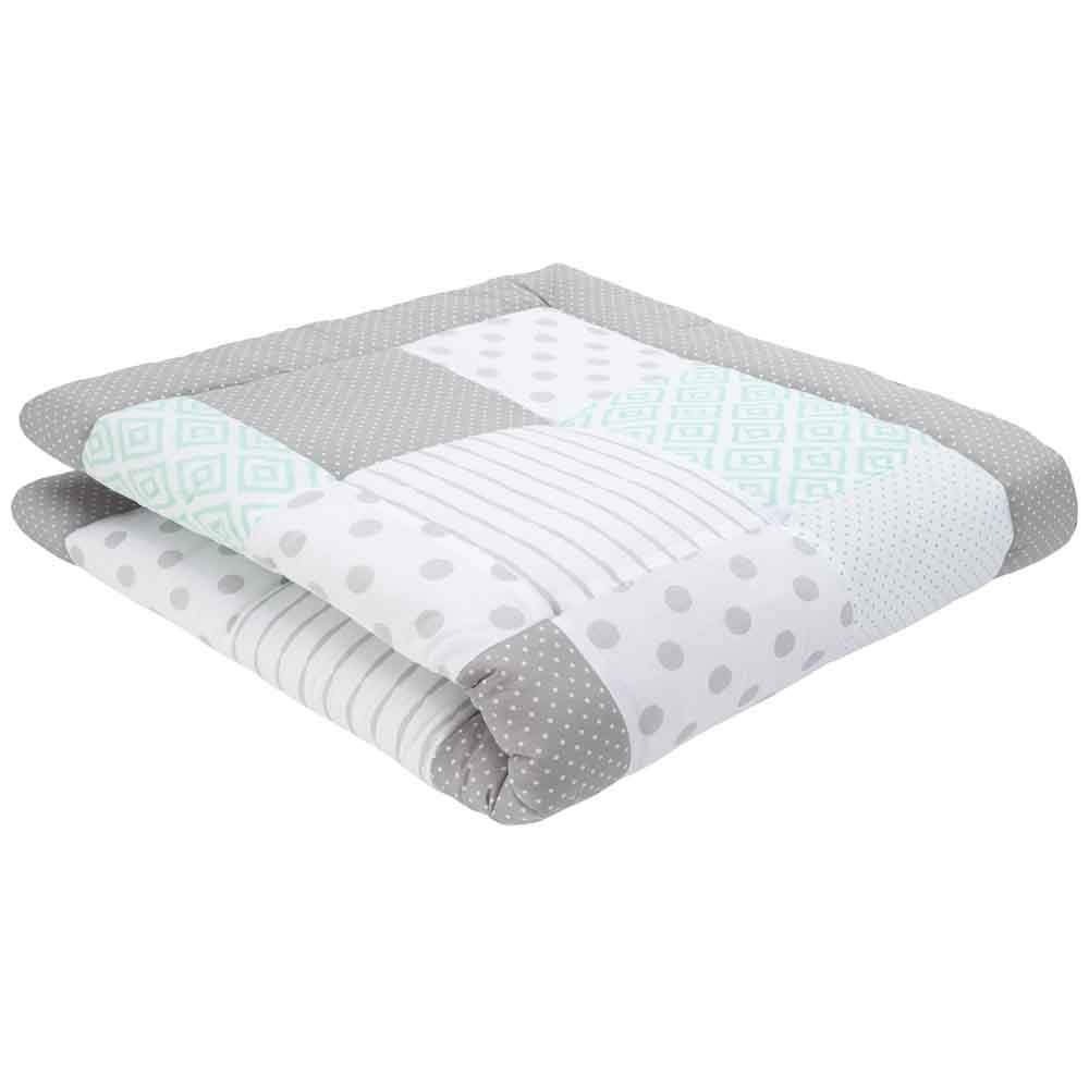 Premium Baby Krabbeldecke, Extra Weich Gepolstert, OEKO-TEX - Frei von Schadstoffen, 100% Bio-Baumwolle, Hochwertige Verarbeitung von emma & noah (Patchwork Mint, 120x120 cm)