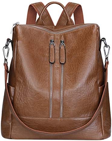 SAMSHOWME Lightweight Women PU Leather Backpack Shoulder Bag Casual Purse (brown)