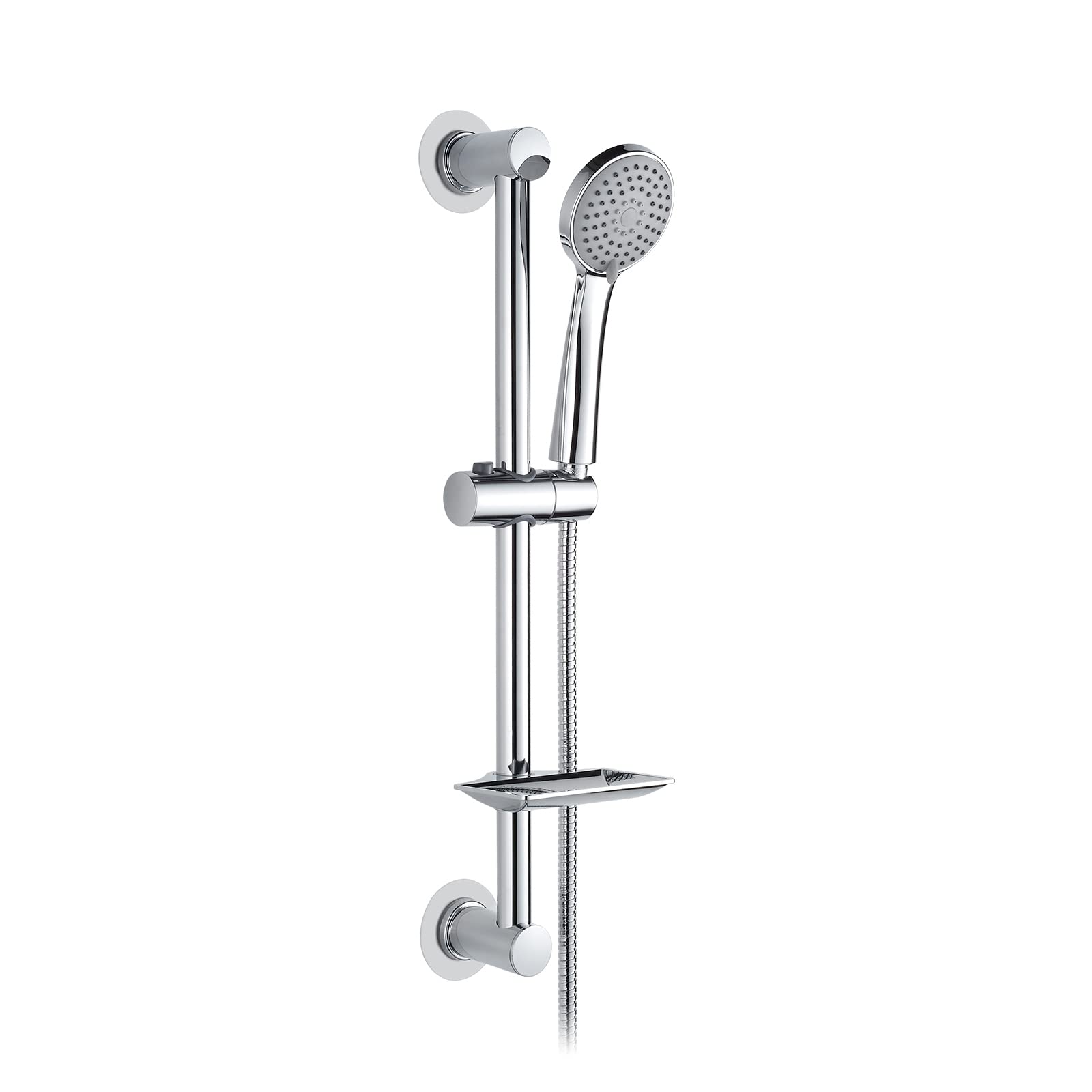 Ibergrif M20903-1 Shower Riser Rail, Nail-Free Shower Slide Bar with Shower Head,170CM Shower Hose,Shower Head Holder and Soap Dish, Adjustable Shower Height Bracket for Bathroom,Silver