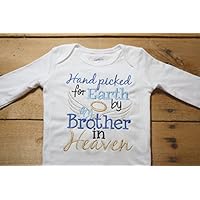 Embroidered Bodysuit Handpicked for Earth by my Brother in Heaven Baby Shower Gift Hand Picked Bodysuit Blue-1