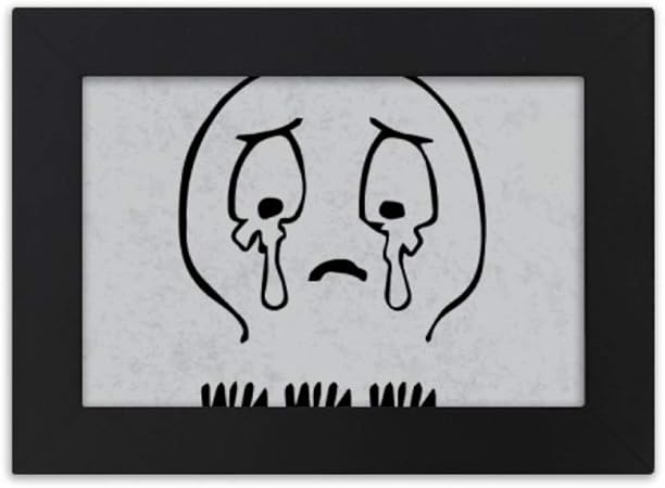 Amazon 涙の黒いかわいいチャット絵文字パターンの小屋 デスクトップフォトフレーム画像ブラックは 芸術絵画7 X 9インチ フォトフレーム 通販