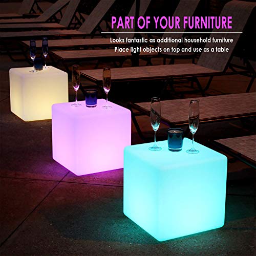 INNOKA 15.8-Inch Extra Large LED Cube Light, IP65 Waterproof Cordless & Rechargeable Decorative Dimmable Mood Lamp Remote Control [16 RGB Color Changing] [4 Lighting Effects] for Pool, Outdoor, Party - Thumbnail 2