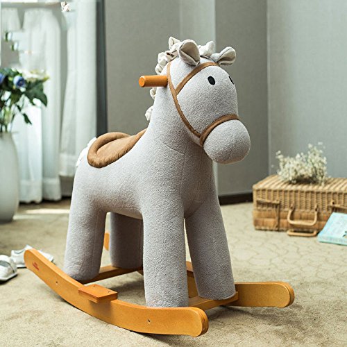 image for ZCRFY Baby Wooden Rocking Horse For 12-60 Months Boys And Girls Cute S