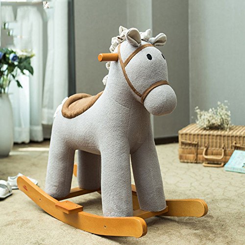 ZCRFY Baby Wooden Rocking Horse For 12-60 Months Boys And Girls Cute Stuffed Animal Seat Chair Toddler Kid Rocker Seat Soft Rocker Toy Soft Comfortable Birthday Gift