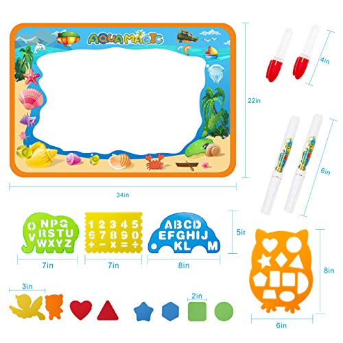 Water Drawing Aquadoodle Magic Mat - TFS Kid Painting Writing Color Doodle Board Toys with Magic Pens, Educational Learning Mats Best Xmas Gift for Toddlers Boys Girls Age of 2,3,4,5,6 Year Old - Thumbnail 2