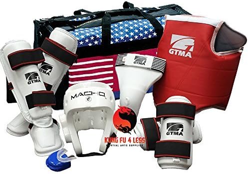 TAEKWONDO VINYL SPARRING GEAR SET WITH SHIN INSTEP & BAG