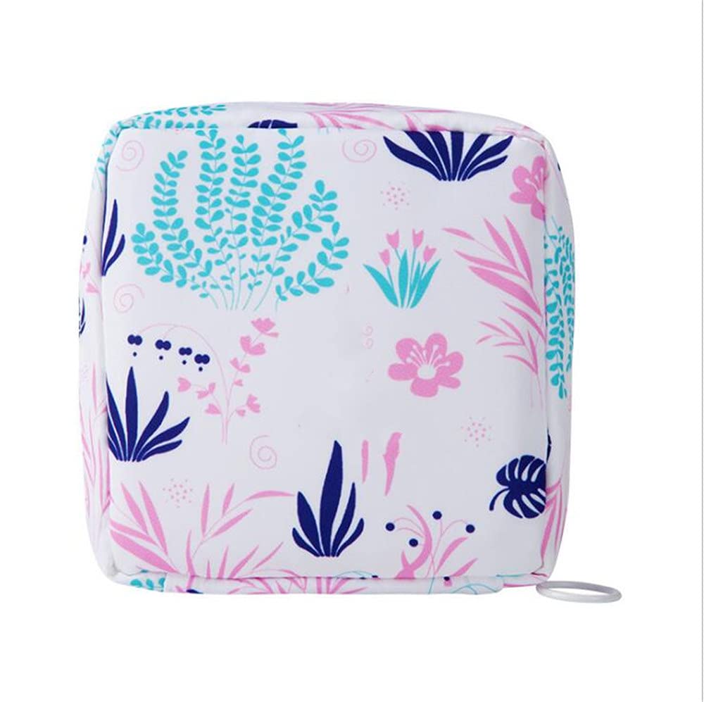 Sanitary Napkin Storage Bag Portable Menstrual Pad Bag Tampons Collect Bags Zipper Nursing Pad Holder Tampon Bag Sanitary Organizer for Women and Girls, 5 X5X 1.5inch (White)