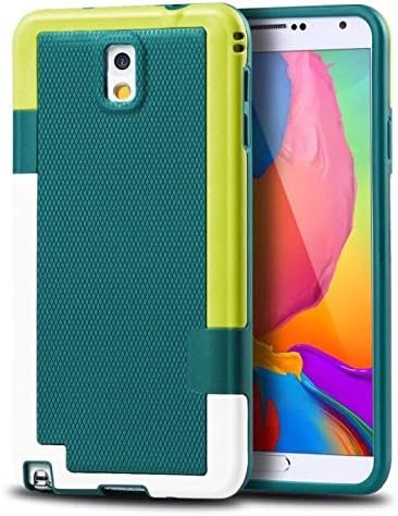 Galaxy Note 3 Case, Hinpia 2 in 1 Hybrid Shock Resistant Rubber Slim Protective Cover for Samsung Galaxy Note 3 (Teal)