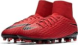 NIKE Kids' Jr. Hypervenom Phelon III FG Indoor Soccer Shoe (Red)