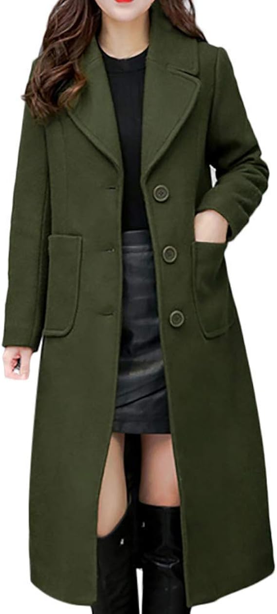 Yowablo Damen Wollmantel Winter - Eleganter Trench Coat Mit Revers Für Kalte Tage