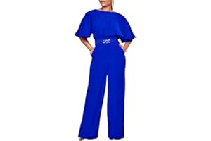 Ekaliy Elegant Jumpsuits for Women Dressy Casual Plus Size Wide Leg Pant Suit One Piece Party Outfits