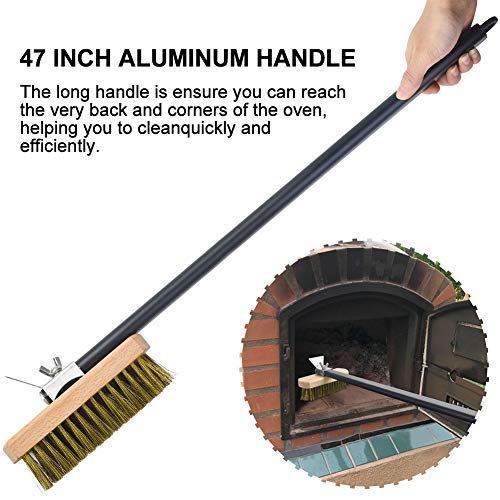 SHANGPEIXUAN Pizza Brush Commercial Grill Brush with 47-Inch Aluminum Handle