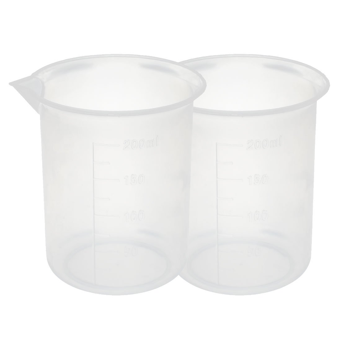 Sourcingmap Kitchen Lab 200mL Plastic Measuring Cup Jug Pour Spout Container 2pcs