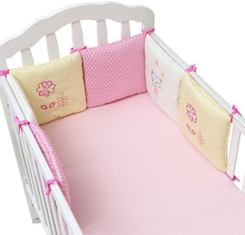 Dingtuo 6PCS Baby Bed Bumper Cotton Crib Nursery Bedding Set Pink