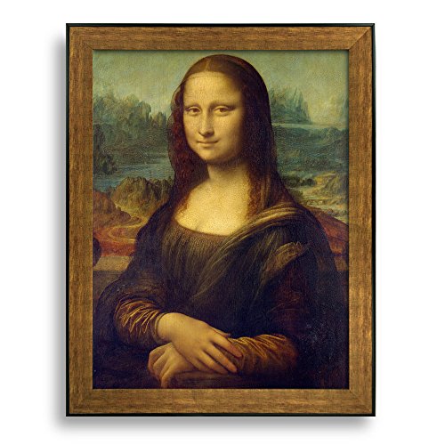 Framed Art Mona Lisa by Leonardo Da Vinci Famous Painting Wall Decor Bronze and Black Frame