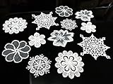 CraftbuddyUS 12 White Vintage Lace Stick, Sew on Fabric Flower Motifs, Craft, Sewing, Patches