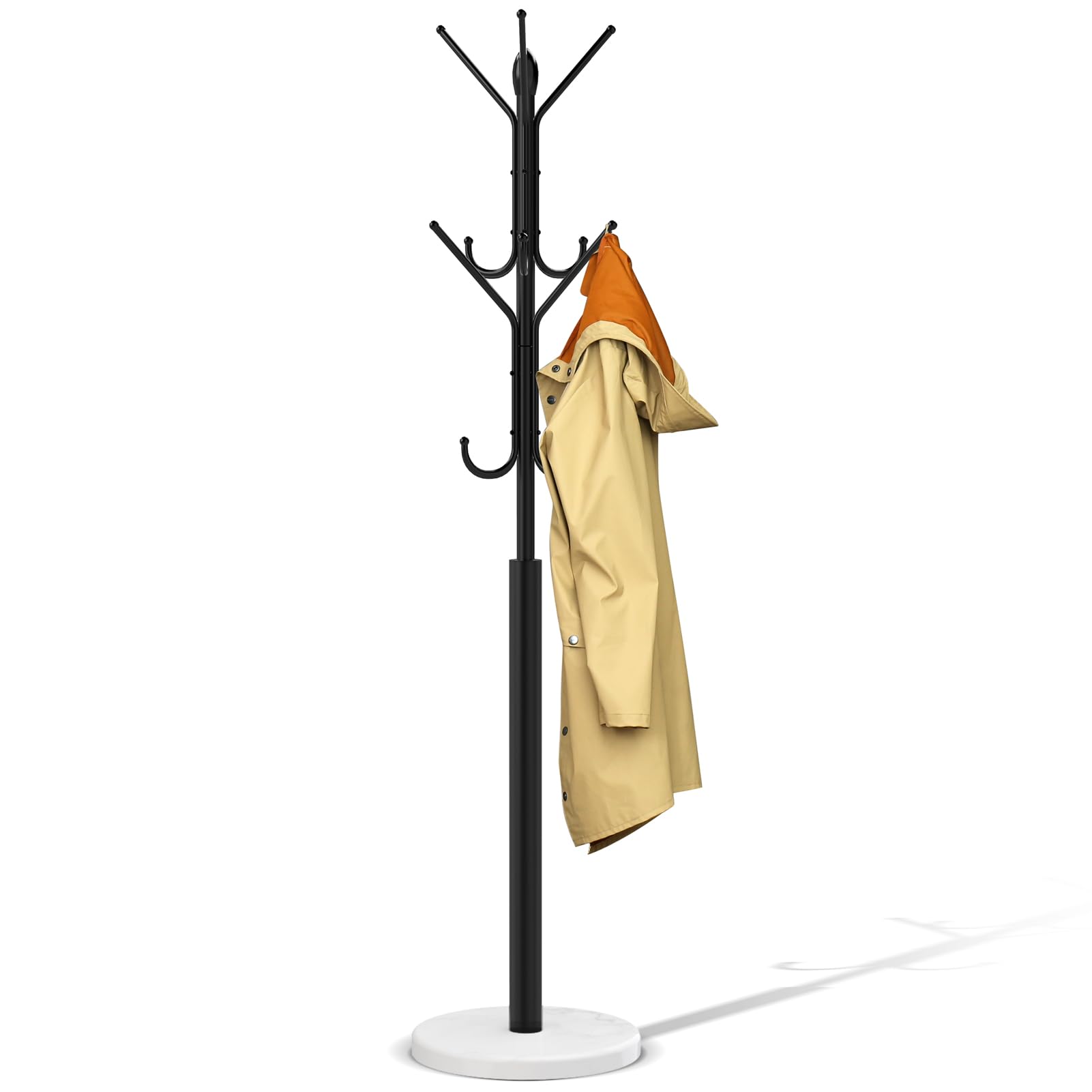 Photo 1 of Ulimart Coat Racks Free Standing,Metal Sturdy Coat Rack with 12 Storages,Coat Tree with Natural Marble Base,For Hanging Coat Bags Hats Umbrella,For Entryway Bedroom Office